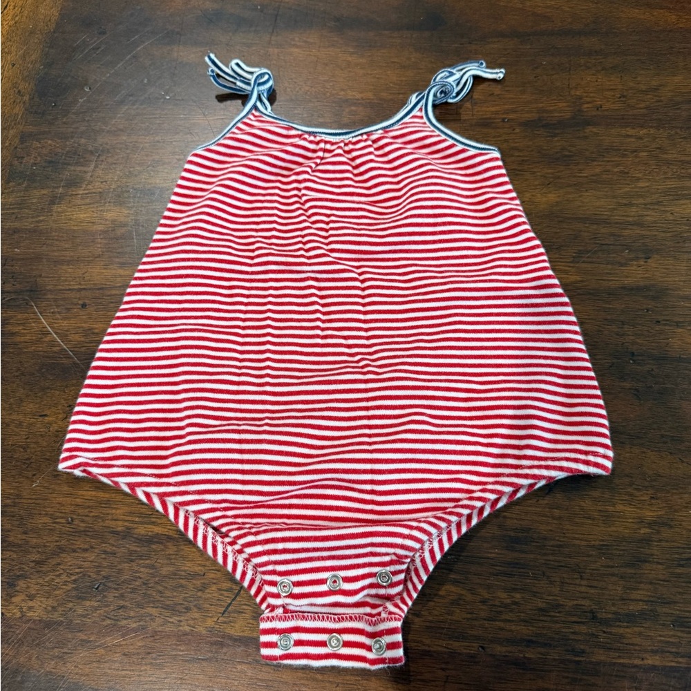 Vineyard Vines Red and White Striped Baby Romper